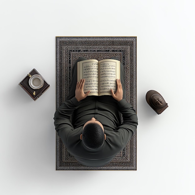 Photo muslim man reading quran islamic arabic symbol