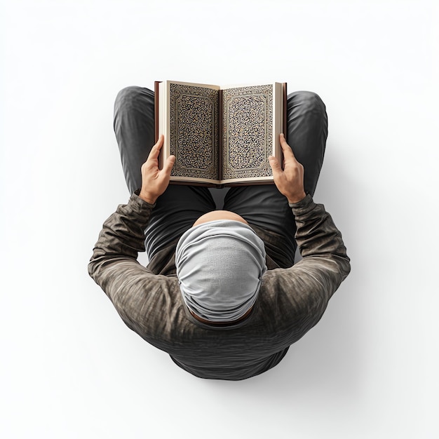 Photo muslim man reading quran islamic arabic symbol