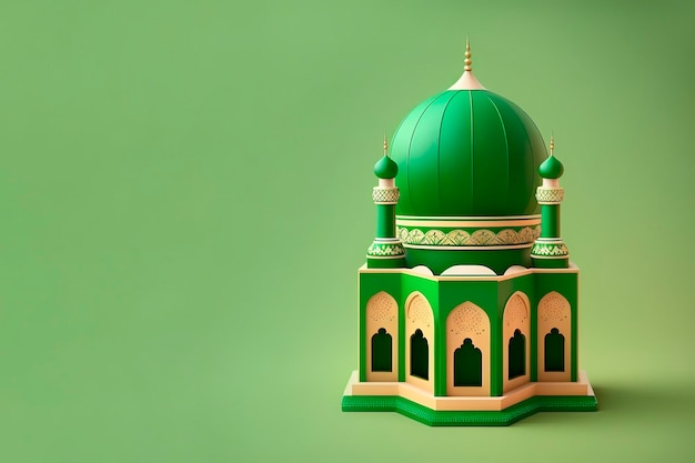 Muslim Mosque isolated, religion and architecture. Islamic background Ramadan concept for banner