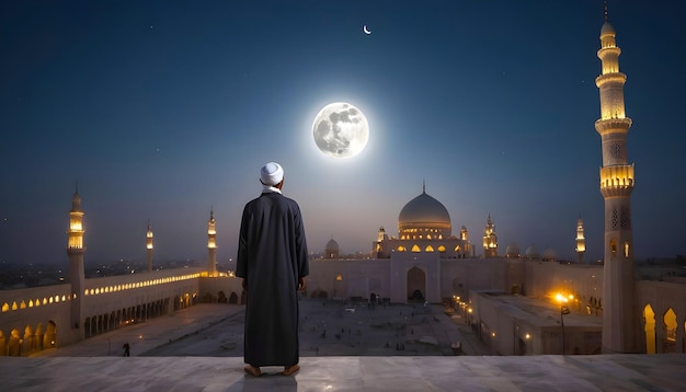 muslim observing the majestic moon