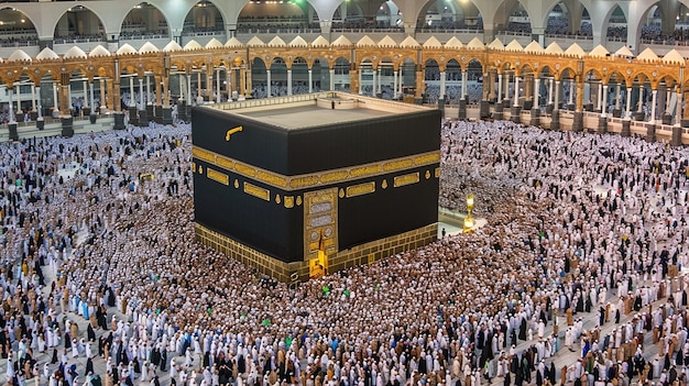 Muslim Pilgrims at The Kaaba in The Haram Mosque