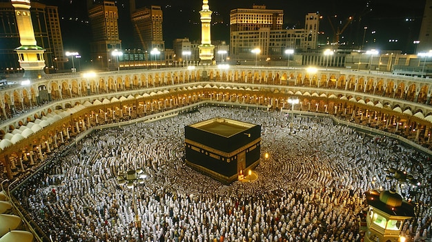 Muslim Pilgrims at The Kaaba in The Haram Mosque