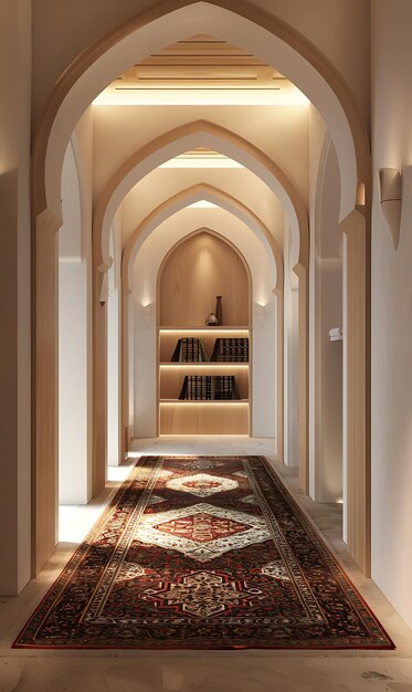 Muslim prayer room with islamic books