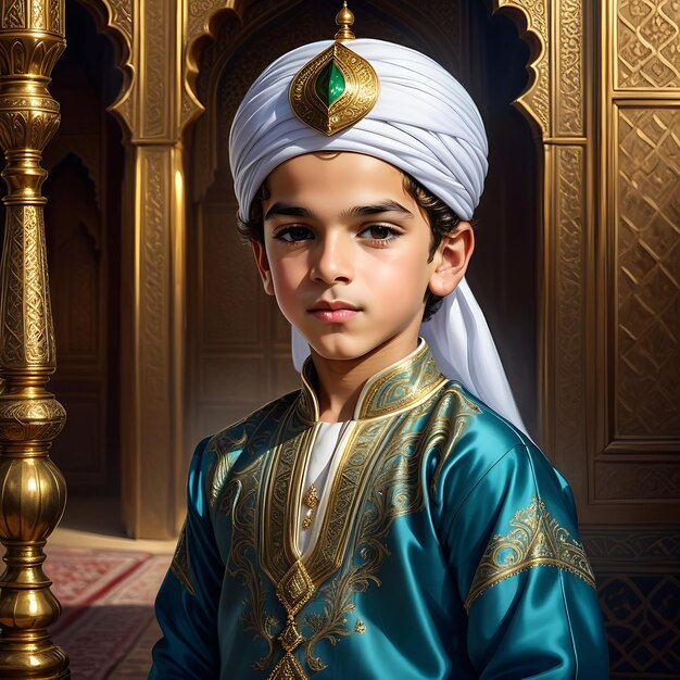 Muslim prince in luxurious ornate clothes