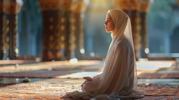 A Muslim woman is praying Generate AI