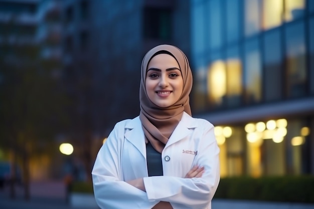 Muslim Woman Physician Doctor Video Conference Call