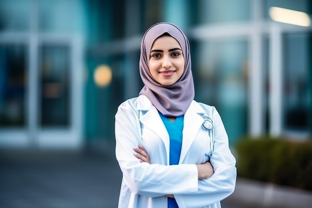 Muslim Woman Physician Doctor Video Conference Call