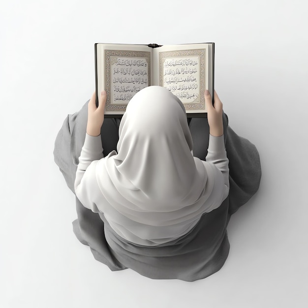 Photo muslim woman reading from the quran islamic arabic symbol