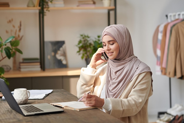 Muslim Woman Talking On Phone