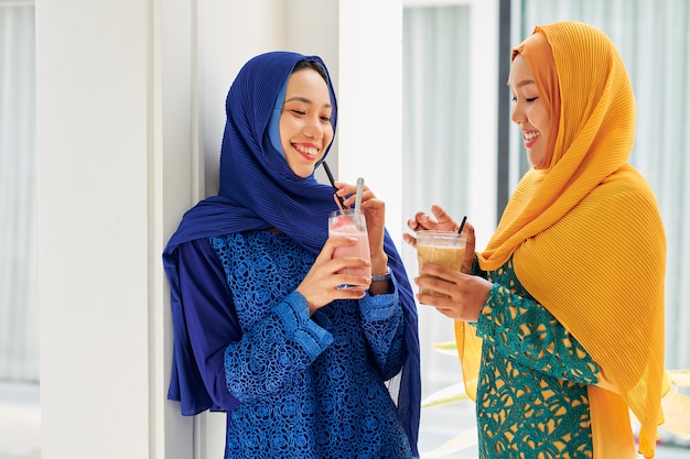 Muslim women drinking cocktails