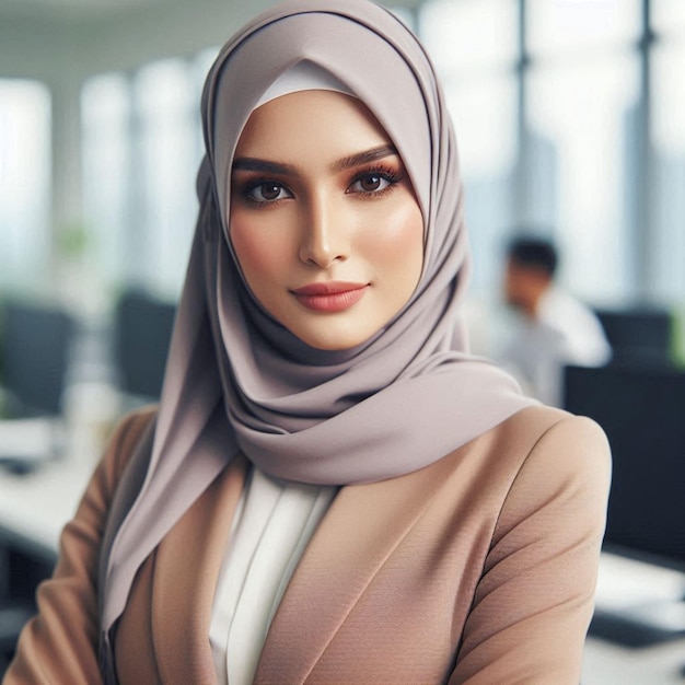 Muslim women with hijab modern office of confidence beautiful photography