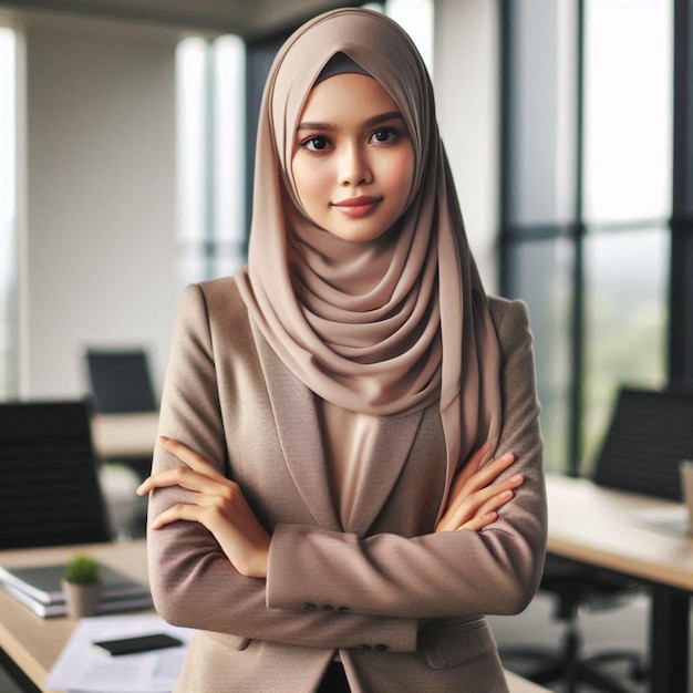 Muslim women with hijab modern office