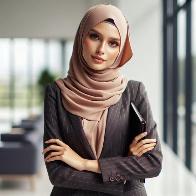 Muslim women with hijab modern office