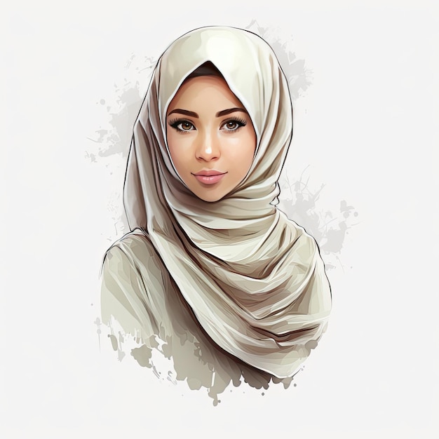 Muslim young woman wearing hijab isolated on white background Generative AI