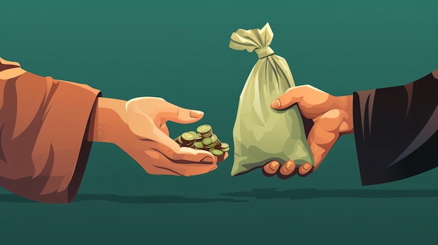 Muslim zakat illustration with hand giving