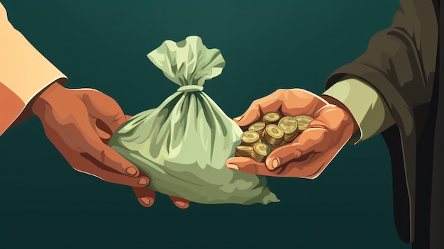 Muslim zakat illustration with hand giving