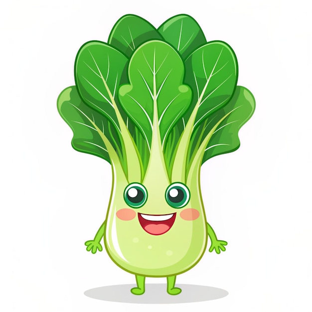 Photo mustard green pakcoy vegetable cartoon vector icon illustration food nature icon concept isolated premium vector flat cartoon style