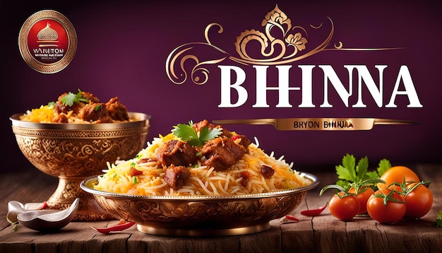 Photo mutton bhuna biryani high definition graphic creative image