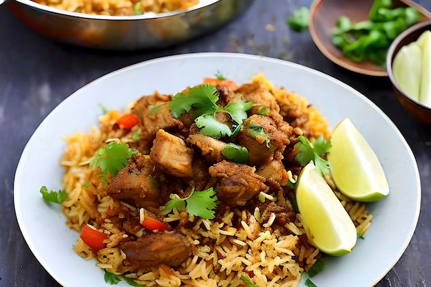 Mutton briyani is a popular South Asian dish