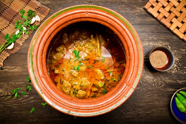 Mutton Curry Handi Food Photography