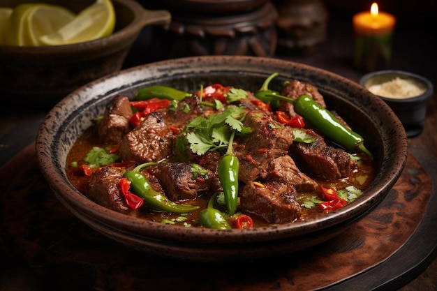 Mutton curry with charred bell peppers