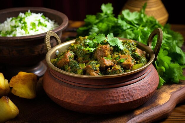 Mutton curry with freshly chopped lovage