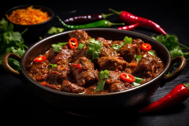 Mutton curry with roasted red peppers