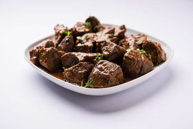 Mutton Liver fry or Kaleji masala, popular Non vegetarian recipe from India and Pakistan