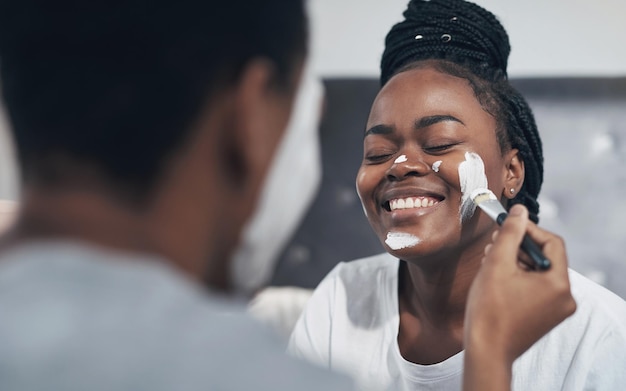 My babe deserves to look her best Shot of a young couple getting homemade facials together at home