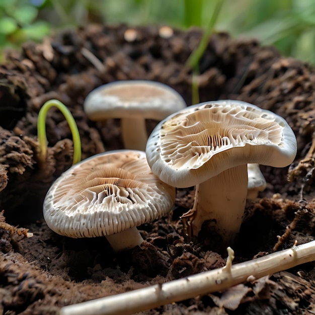 mycelium network growing and spreading underground in healthy compost gnearated by AI