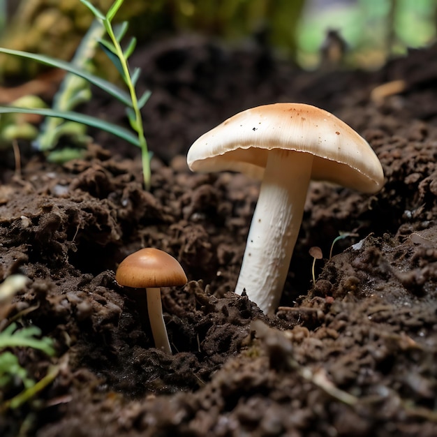 mycelium network growing and spreading underground in healthy compost gnearated by AI