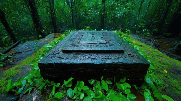 Photo a mysterious ancient ruin hidden deep in the jungle overgrown with vines