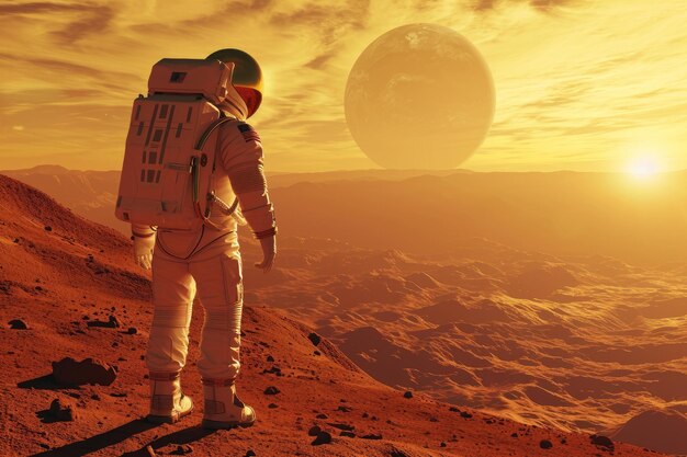 Mysterious Astronaut red planet Generate Ai