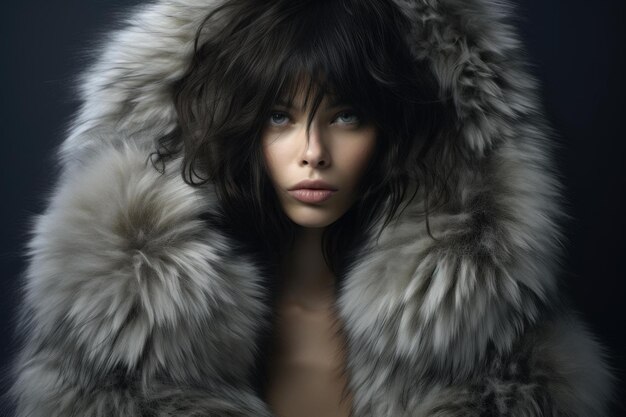 Photo mysterious beauty in luxurious fur