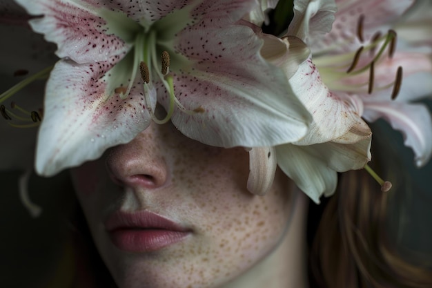 Photo mysterious beauty with floral veil