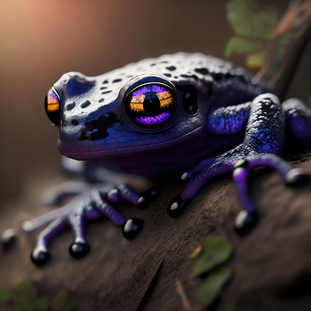 Mysterious blue frog Tropical animal fairytale wildlife character Generated AI