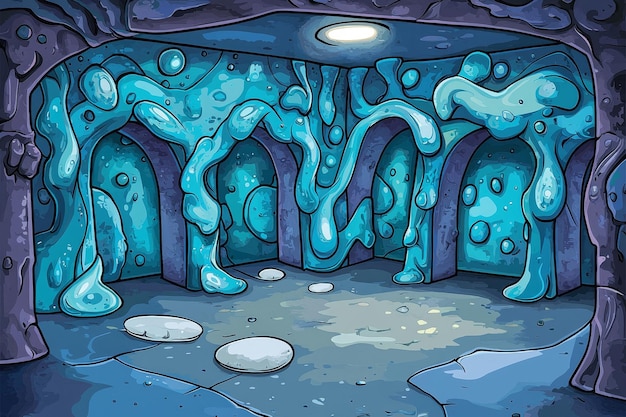 Photo mysterious blue slime cave background