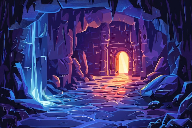 Photo mysterious cavern entrance illuminated by a bright light