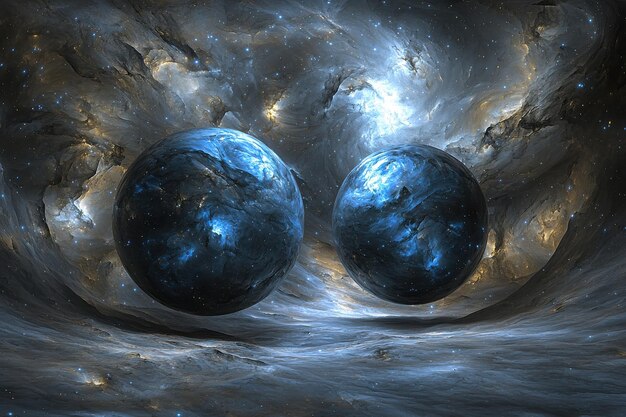 Photo mysterious cosmic spheres in a surreal alien landscape