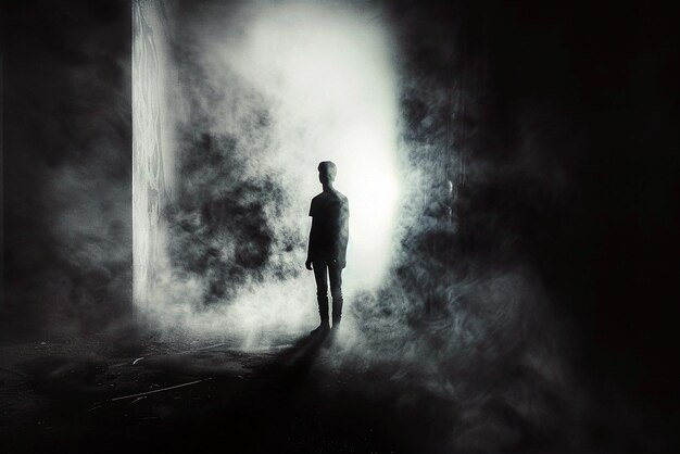 Photo mysterious dark menacing shadow figure in an eerie setting