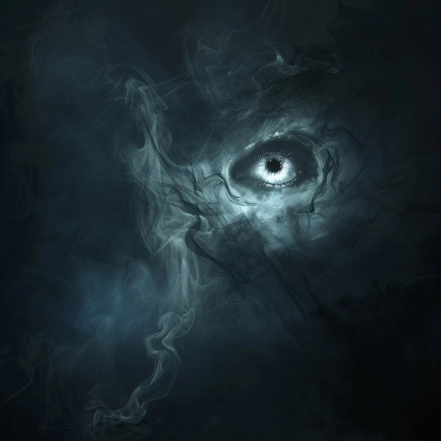 Photo mysterious darkness with eerie eye