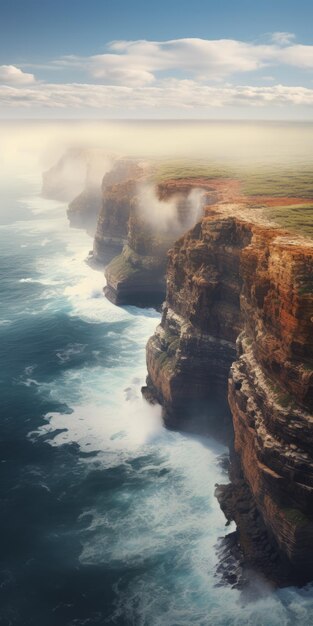 Photo mysterious and dreamlike australian landscape with ocean cliff