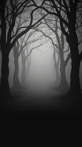 Photo mysterious foggy forest path