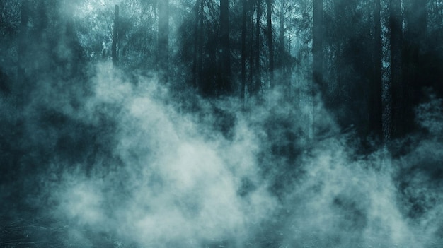 Mysterious Forest Smoke Dispersing Ethereal Scene