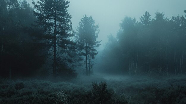 Mysterious Forest with Foggy Morning Light