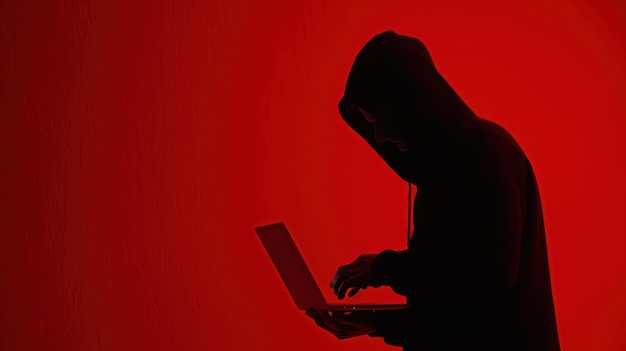 Photo mysterious hacker silhouette