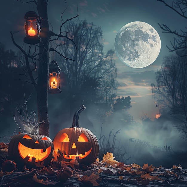 Mysterious Halloween Night Under the Full Moon