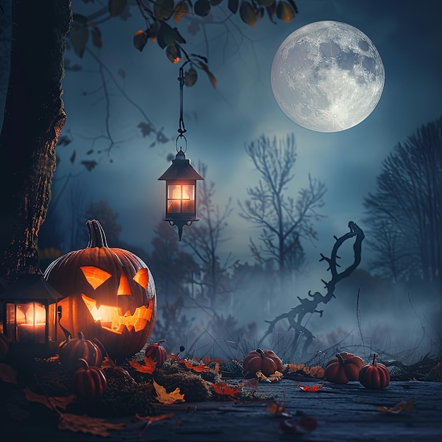 Mysterious Halloween Night Under the Full Moon