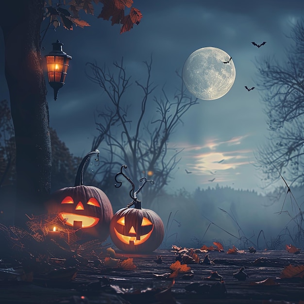 Mysterious Halloween Night Under the Full Moon