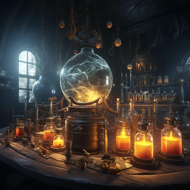 Mysterious Halloween Potion Lab Brews Elixirs and Enchantments in the Shadows of All Hallows' Eve